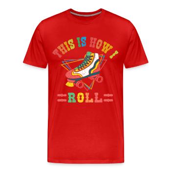 Rétro c’est comme ça que je roule patineur vintage de patinage à roulettes - T-shirt bio Premium Homme - rouge - Devant - Damien (186cm)
