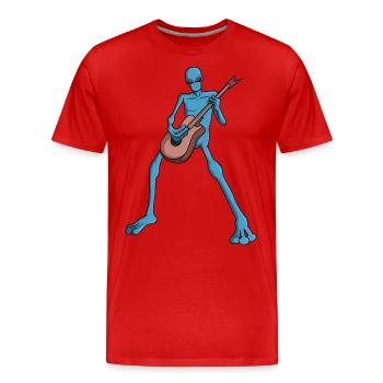Alien Gitarrist Gitarre Astronaut Außerirdischer - Männer Premium Bio T-Shirt - Rot - Vorne - Damien (186cm)