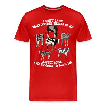 Je me fiche de ce que les gens pensent de moi Éleveur de vaches - T-shirt bio Premium Homme - rouge - Devant - Damien (186cm)