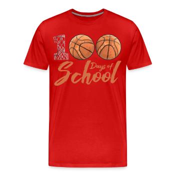 100 jours d’école Joueur de basketball de balle scolaire - T-shirt bio Premium Homme - rouge - Devant - Damien (186cm)