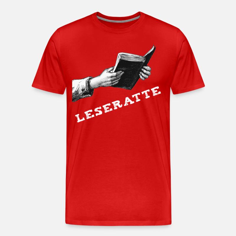 Buch – Leseratte - Männer Premium Bio T-Shirt - Rot