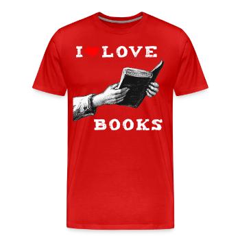 I love books - Men's Premium Organic T-Shirt - red - Front - Damien (186cm)