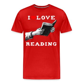 I love reading - Men's Premium Organic T-Shirt - red - Front - Damien (186cm)
