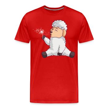 Cute sheep blows dandelion sheep - Men's Premium Organic T-Shirt - red - Front - Damien (186cm)