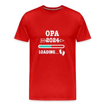Ich werde Opa 2024 - Babyfüsse mit Loading Screen - Männer Premium Bio T-Shirt - Rot - Vorne - Damien (186cm)