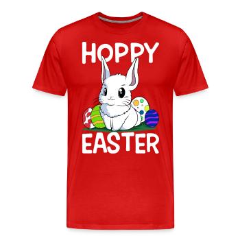 Hoppy Easter Süßer Osterhase Ostern Eiersuche - Männer Premium Bio T-Shirt - Rot - Vorne - Damien (186cm)