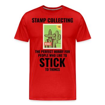Stamp Collecting Collector Philatelist - Men's Premium Organic T-Shirt - red - Front - Damien (186cm)