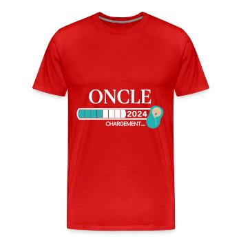Oncle 2024 Chargement... - T-shirt bio Premium Homme - rouge - Devant - Damien (186cm)