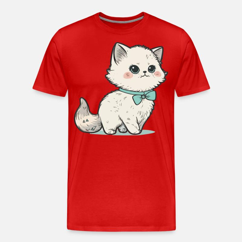 Das elegante Kätzchen - Männer Premium Bio T-Shirt - Rot
