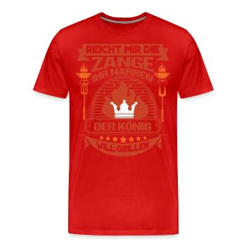 Donne-moi les pinces, le roi veut griller - T-shirt bio Premium Homme - rouge - Devant - Damien (186cm)