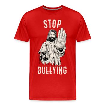 Stopp Mobbing - Männer Premium Bio T-Shirt - Rot - Vorne - Damien (186cm)