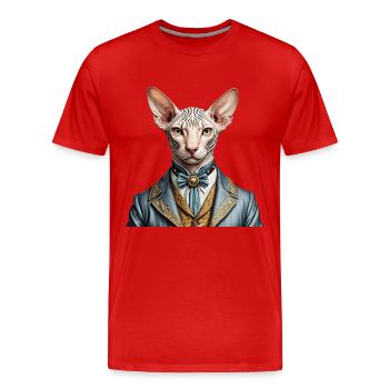 Elegante Sphynx - Männer Premium Bio T-Shirt - Rot - Vorne - Damien (186cm)