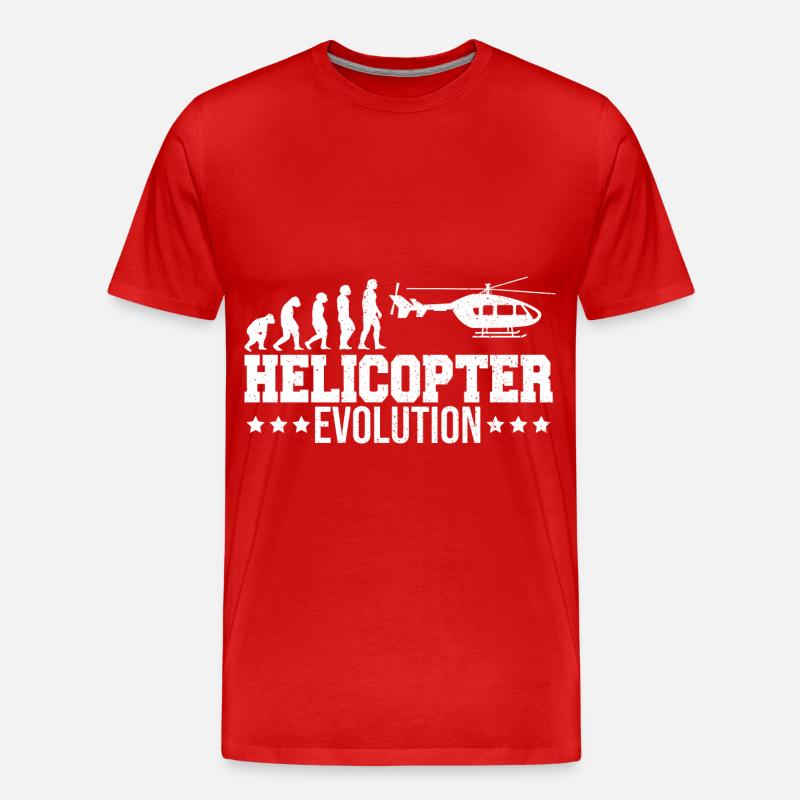 Heli Pilot Helikopter Evolution - Männer Premium Bio T-Shirt - Rot