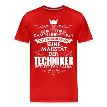TECHNIKER - Majestät - Männer Premium Bio T-Shirt - Rot - Vorne - Damien (186cm)