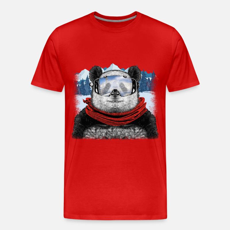 ski panda - Männer Premium Bio T-Shirt - Rot