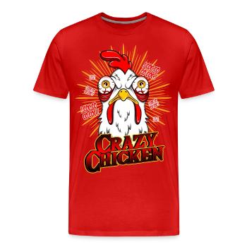CRAZY CHICKEN - Lustiges Hühner Geschenk Motiv - Männer Premium Bio T-Shirt - Rot - Vorne - Damien (186cm)
