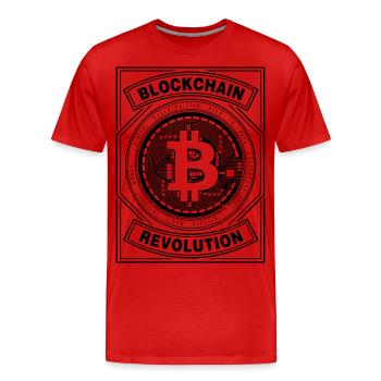 BITCOIN - RÉVOLUTION BLOCKCHAIN - T-shirt bio Premium Homme - rouge - Devant - Damien (186cm)