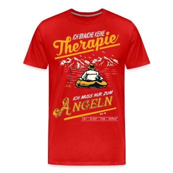 Keine Therapie nur Angeln Angler Geschenk - Männer Premium Bio T-Shirt - Rot - Vorne - Damien (186cm)
