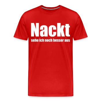 lustiger Spruch - Männer Premium Bio T-Shirt - Rot - Vorne - Damien (186cm)