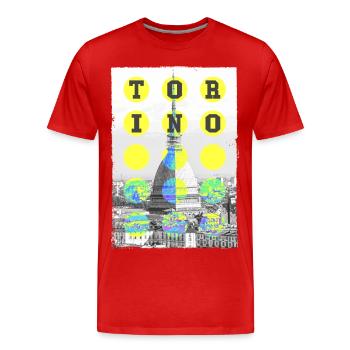 Turin Turin Turin Italie Ville Skyline Vacances Amour - T-shirt bio Premium Homme - rouge - Devant - Damien (186cm)