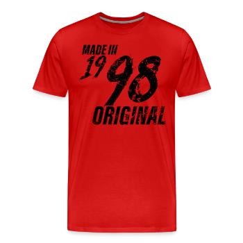 Fait En 1998 Année de naissance 1998 Anniversaire Femmes - T-shirt bio Premium Homme - rouge - Devant - Damien (186cm)
