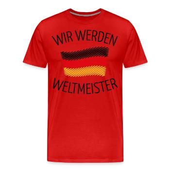 Wir Werden Weltmeister (Deutschlandflagge Skizze) - Männer Premium Bio T-Shirt - Rot - Vorne - Damien (186cm)