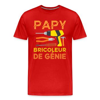 Papy bricoleur de génie 1 - T-shirt bio Premium Homme - rouge - Devant - Damien (186cm)