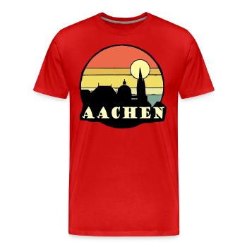 Aachen - Männer Premium Bio T-Shirt - Rot - Vorne - Damien (186cm)