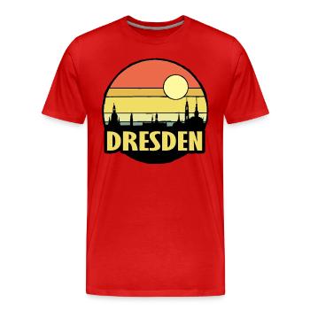 Dresden - Männer Premium Bio T-Shirt - Rot - Vorne - Damien (186cm)