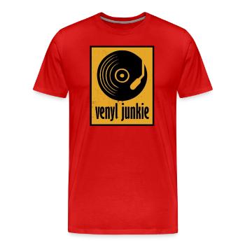 venyl junkie - Männer Premium Bio T-Shirt - Rot - Vorne - Damien (186cm)