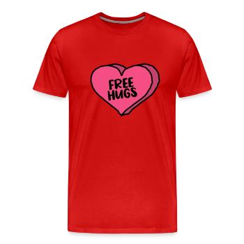 free hugs - Männer Premium Bio T-Shirt - Rot - Vorne - Damien (186cm)