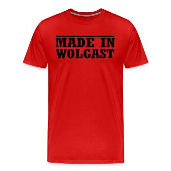 made in Wolgast - Männer Premium Bio T-Shirt - Rot - Vorne - Damien (186cm)
