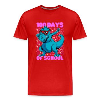 100 jours d'écoles dinosaure dab t-rex rose - T-shirt bio Premium Homme - rouge - Devant - Damien (186cm)