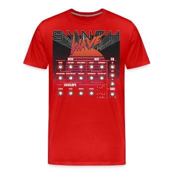 Synthesizer Recording Studio Waveform Synthesis Electro Mu - Men's Premium Organic T-Shirt - red - Front - Damien (186cm)