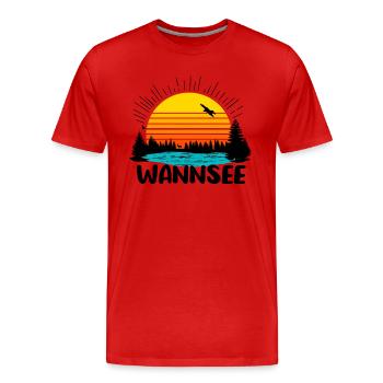 Wannsee - Männer Premium Bio T-Shirt - Rot - Vorne - Damien (186cm)