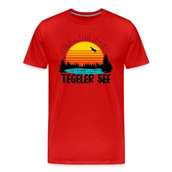 Tegeler See - Männer Premium Bio T-Shirt - Rot - Vorne - Damien (186cm)