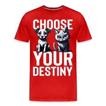 Wähle Dein Schicksal - Hund vs Katze - Männer Premium Bio T-Shirt - Rot - Vorne - Damien (186cm)