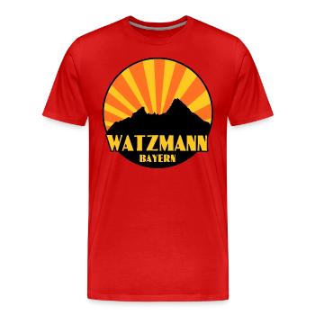 Watzmann - Männer Premium Bio T-Shirt - Rot - Vorne - Damien (186cm)