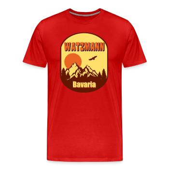 Watzmann - Männer Premium Bio T-Shirt - Rot - Vorne - Damien (186cm)
