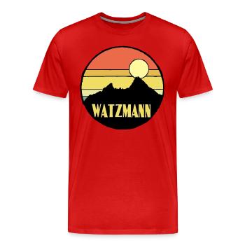 Watzmann - Männer Premium Bio T-Shirt - Rot - Vorne - Damien (186cm)