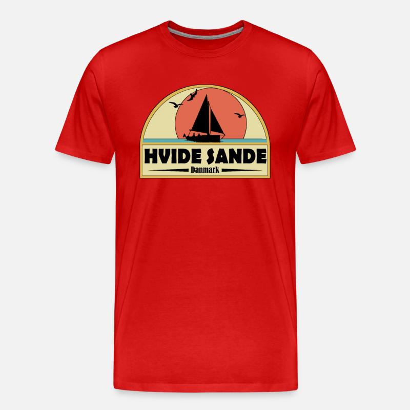 Hvide Sande Dänemark - Männer Premium Bio T-Shirt - Rot