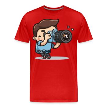 Photograph - Männer Premium Bio T-Shirt - Rot - Vorne - Damien (186cm)