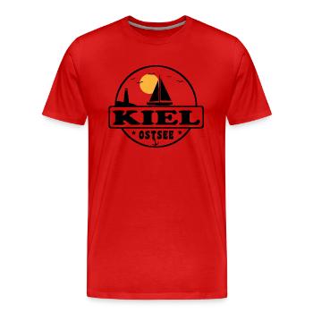 Kiel - Männer Premium Bio T-Shirt - Rot - Vorne - Damien (186cm)