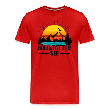 Hallstätter See - Männer Premium Bio T-Shirt - Rot - Vorne - Damien (186cm)