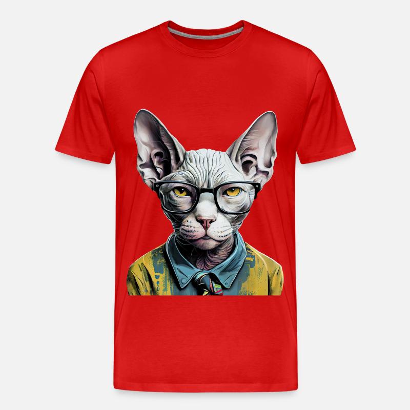 Hipster-Katze Ziggy - Männer Premium Bio T-Shirt - Rot