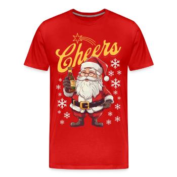 Père Noël Liqueur Rhum Alcool Bière Cheers - T-shirt bio Premium Homme - rouge - Devant - Damien (186cm)