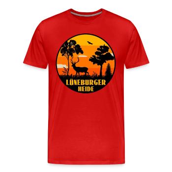 Lüneburger Heide - Männer Premium Bio T-Shirt - Rot - Vorne - Damien (186cm)