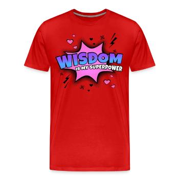 Wisdom is my superpower trait - Men's Premium Organic T-Shirt - red - Front - Damien (186cm)