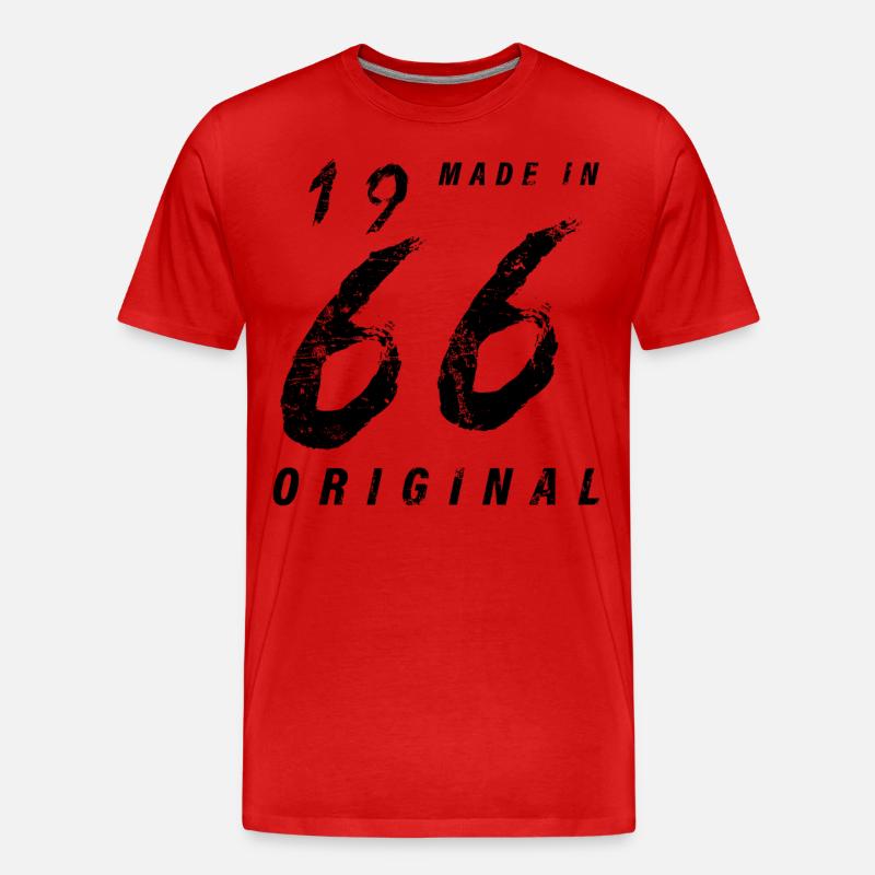 Made In 1966 Originale Compleanno Grunge Distressed - Maglietta ecologica premium da uomo - rosso