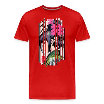 Ver.1 - Geometrische Frau, traditioneller Ninja - Männer Premium Bio T-Shirt - Rot - Vorne - Damien (186cm)